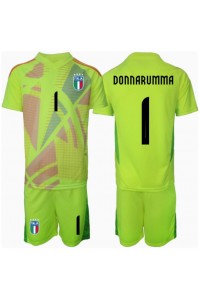Italia Gianluigi Donnarumma #1 Keeper Babyklær Hjemme Fotballdrakt til barn EM 2024 Korte ermer (+ Korte bukser)